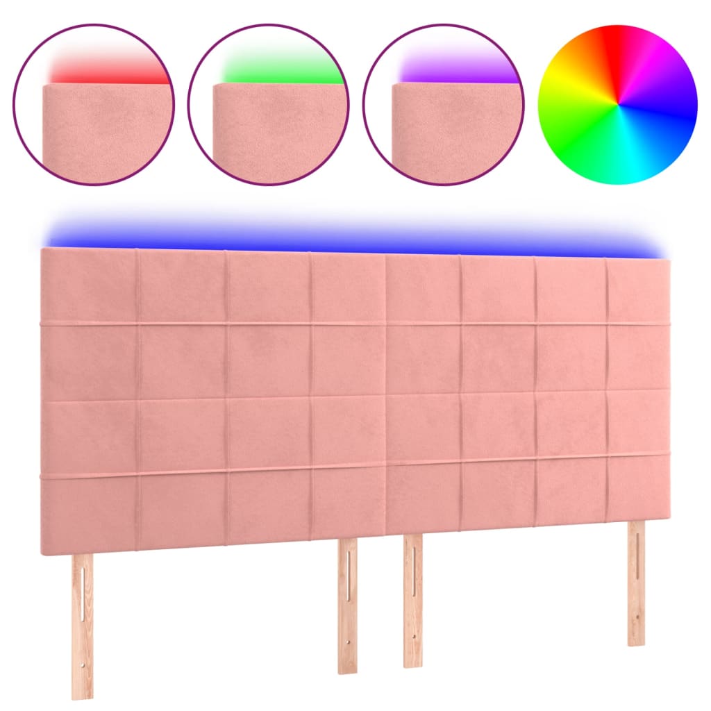 Tête de lit à LED Rose 200x5x118/128 cm Velours - XIOS