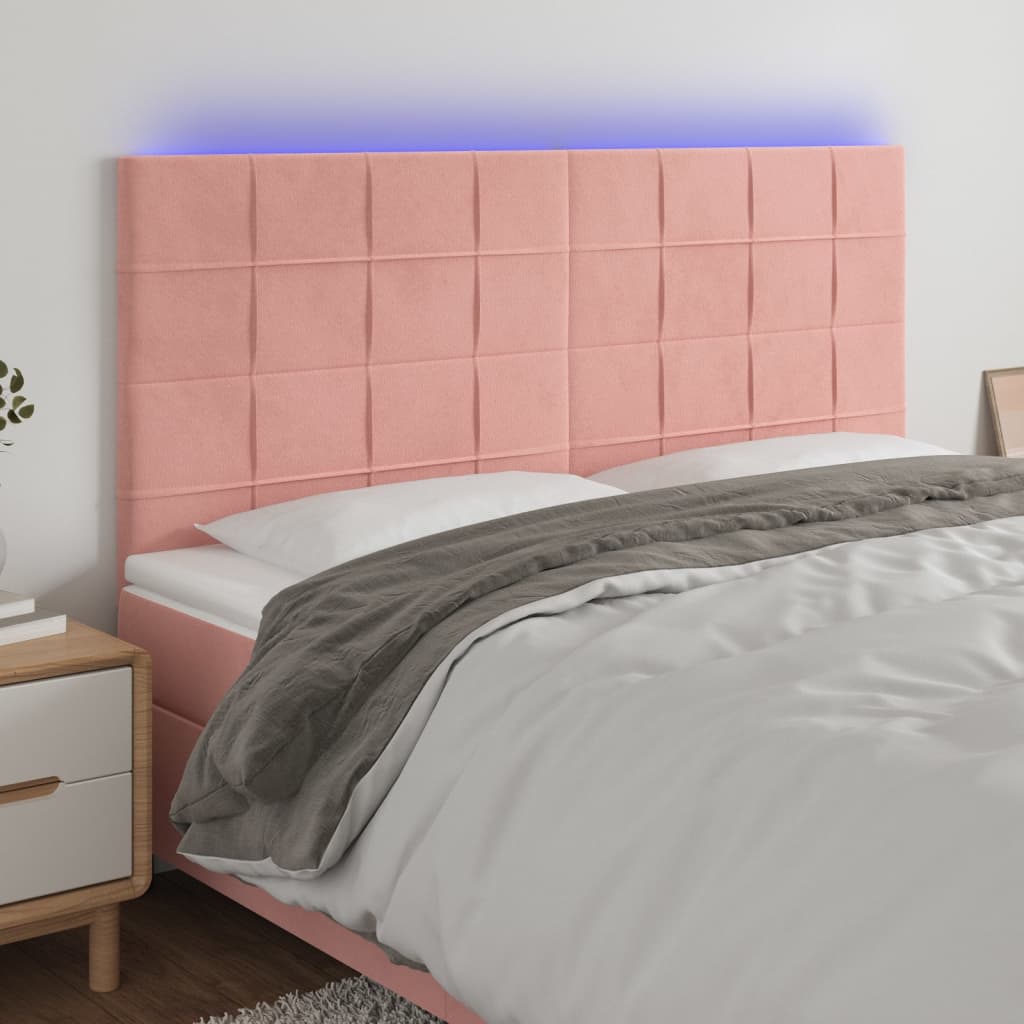 Tête de lit à LED Rose 200x5x118/128 cm Velours - XIOS