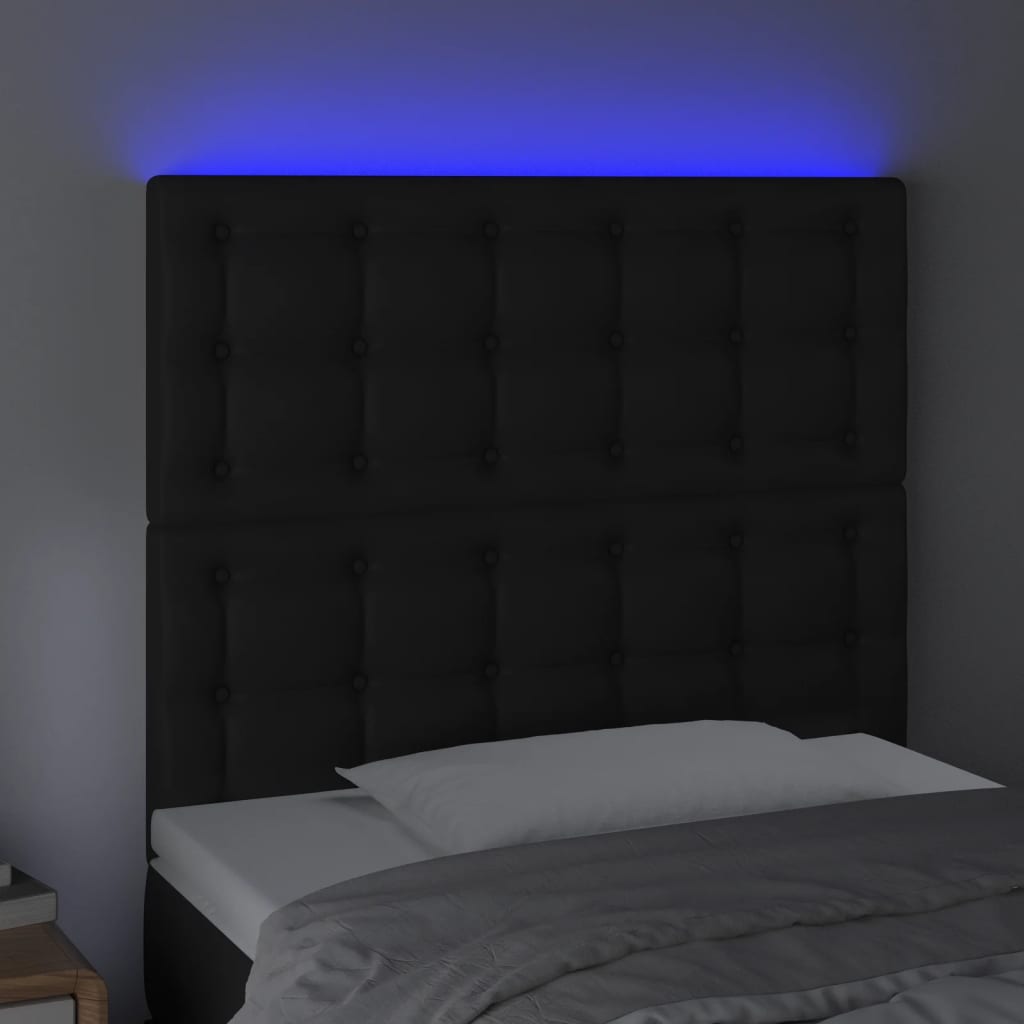 Tête de lit à LED Noir 80x5x118/128 cm Similicuir - XIOS