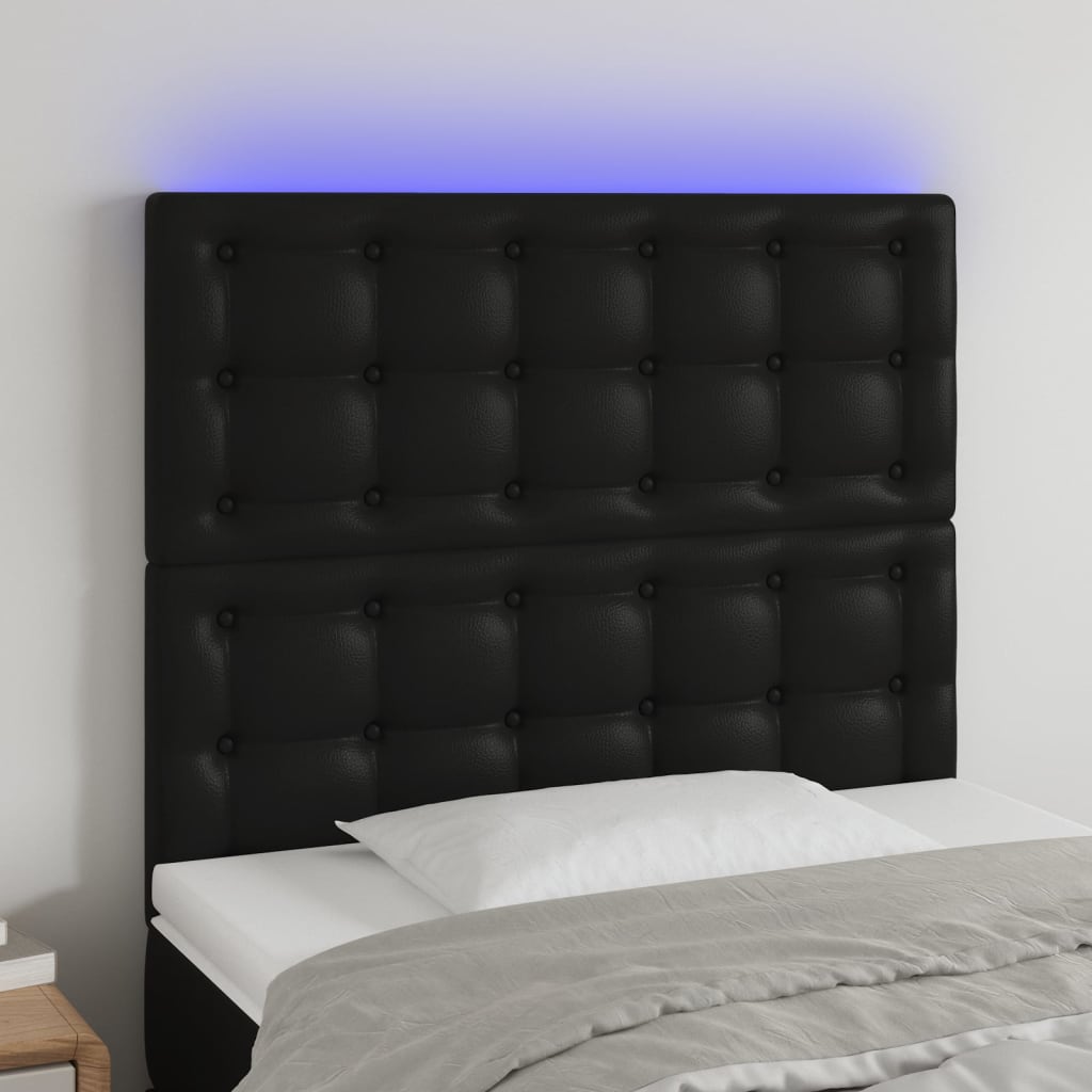 Tête de lit à LED Noir 80x5x118/128 cm Similicuir - XIOS