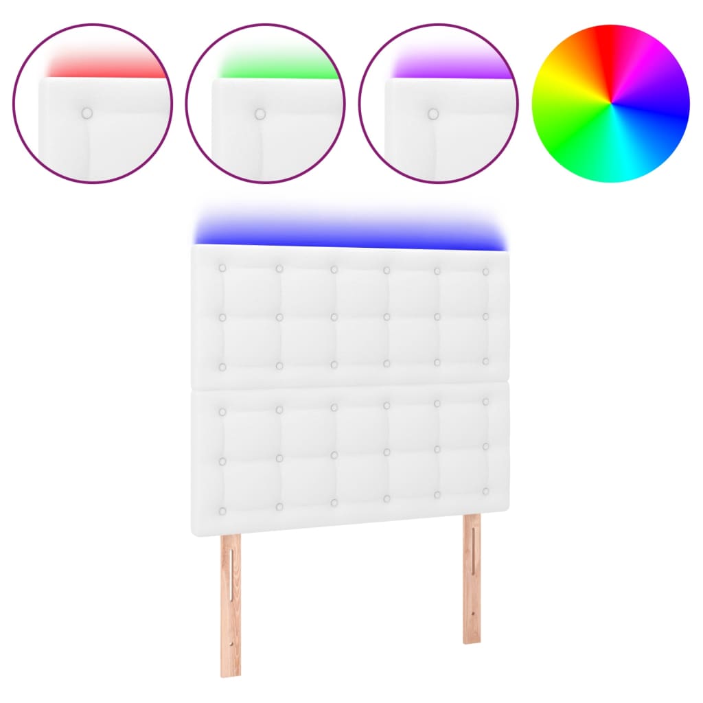 Tête de lit à LED Blanc 80x5x118/128 cm Similicuir - XIOS