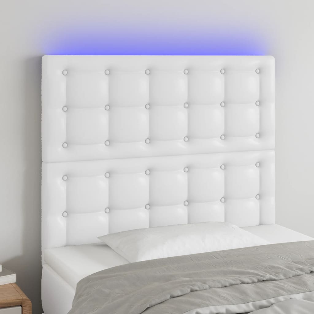 Tête de lit à LED Blanc 80x5x118/128 cm Similicuir - XIOS