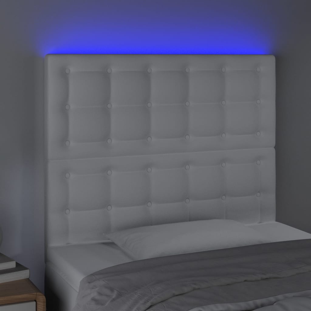 Tête de lit à LED Blanc 90x5x118/128 cm Similicuir - XIOS