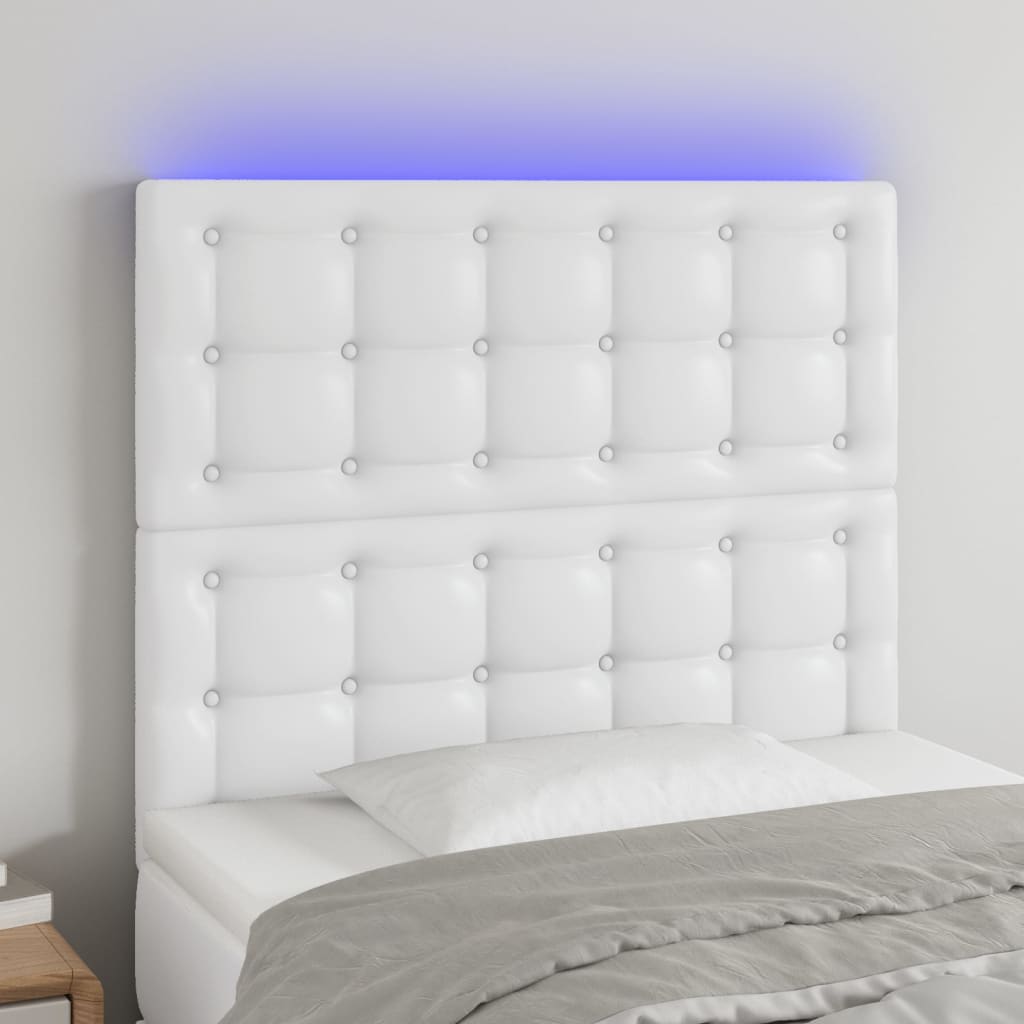Tête de lit à LED Blanc 100x5x118/128 cm Similicuir - XIOS