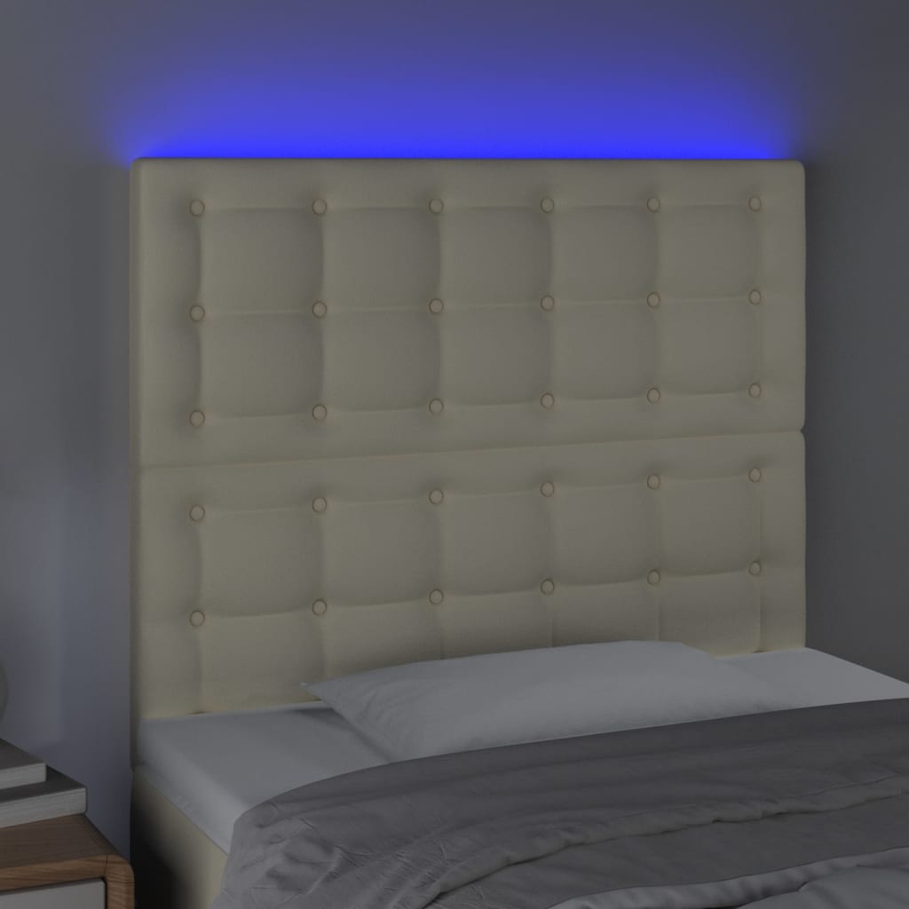 Tête de lit à LED Crème 100x5x118/128 cm Similicuir - XIOS