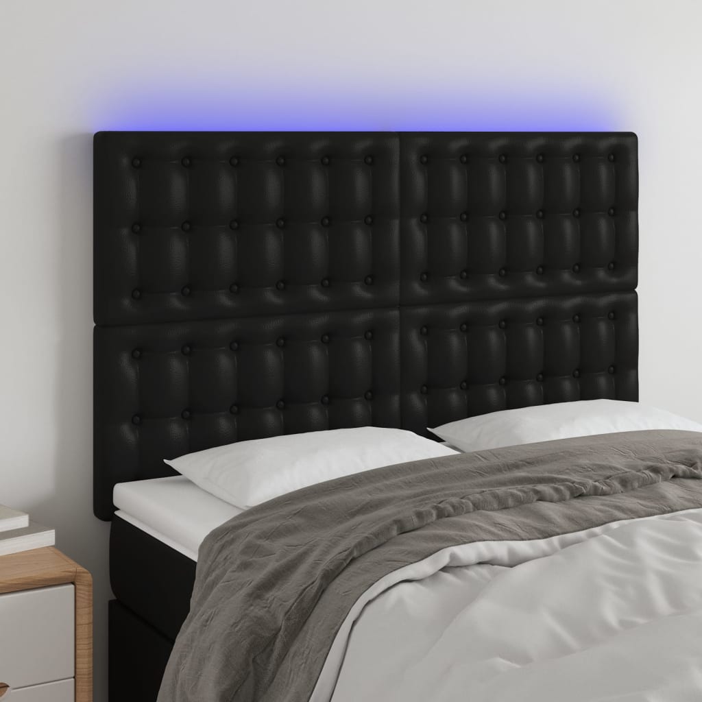 Tête de lit à LED Noir 144x5x118/128 cm Similicuir - XIOS