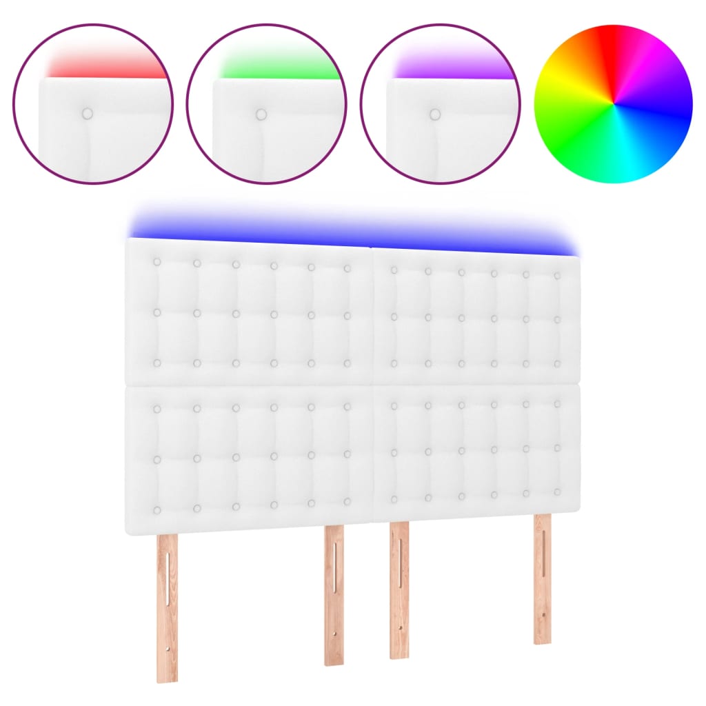 Tête de lit à LED Blanc 144x5x118/128 cm Similicuir - XIOS