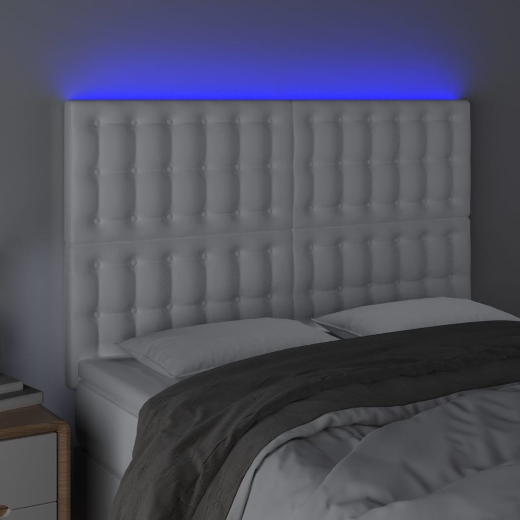 Tête de lit à LED Blanc 144x5x118/128 cm Similicuir - XIOS