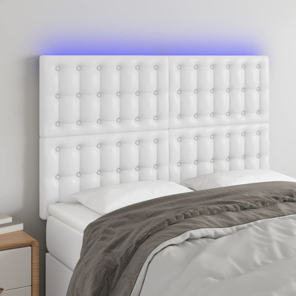 Tête de lit à LED Blanc 144x5x118/128 cm Similicuir - XIOS