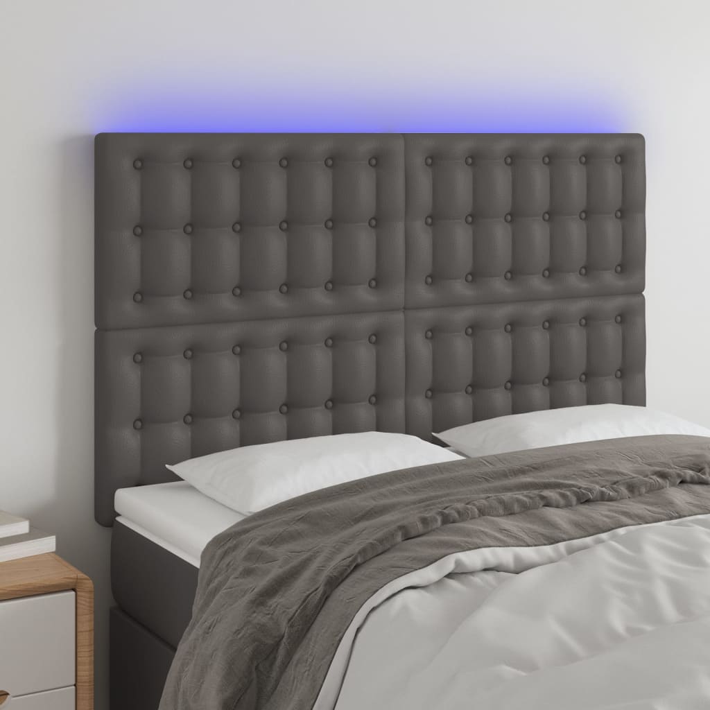 Tête de lit à LED Gris 144x5x118/128 cm Similicuir - XIOS