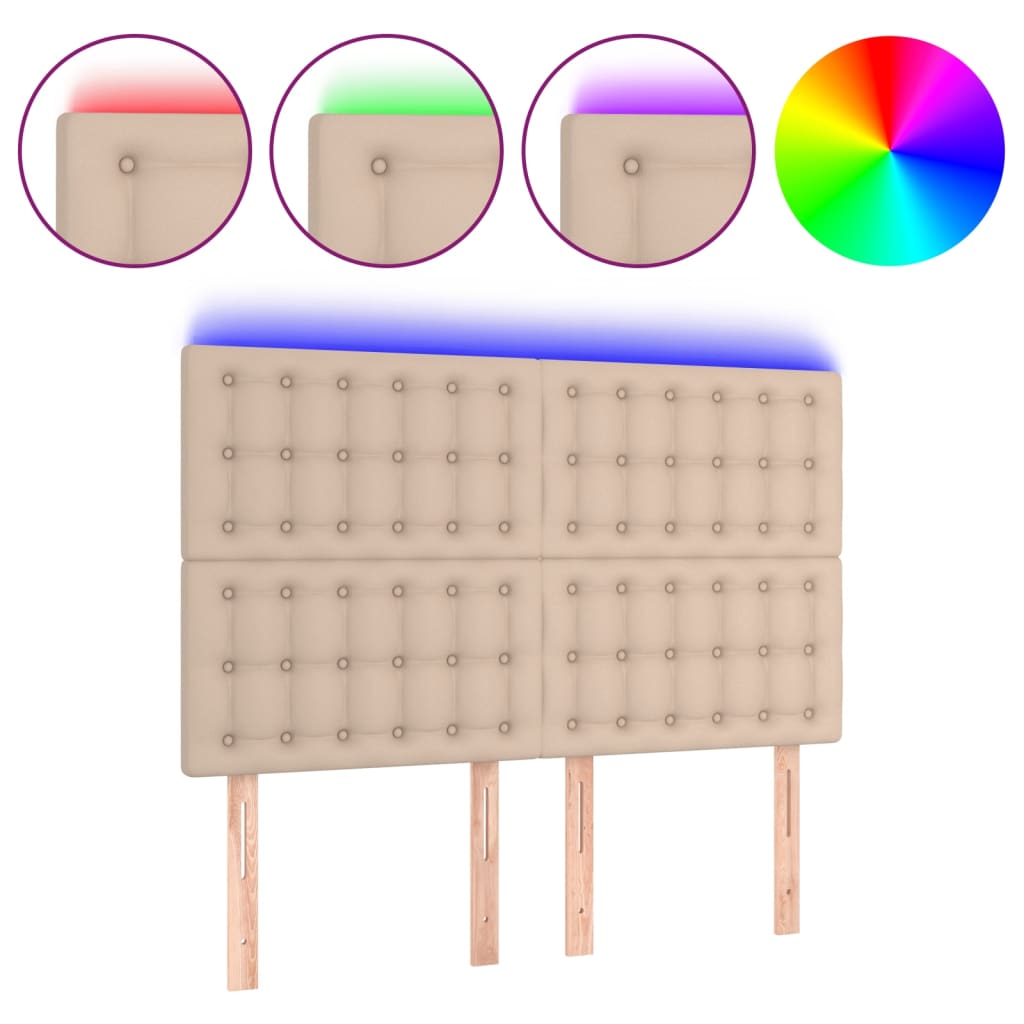 Tête de lit à LED Cappuccino 144x5x118/128 cm Similicuir - XIOS