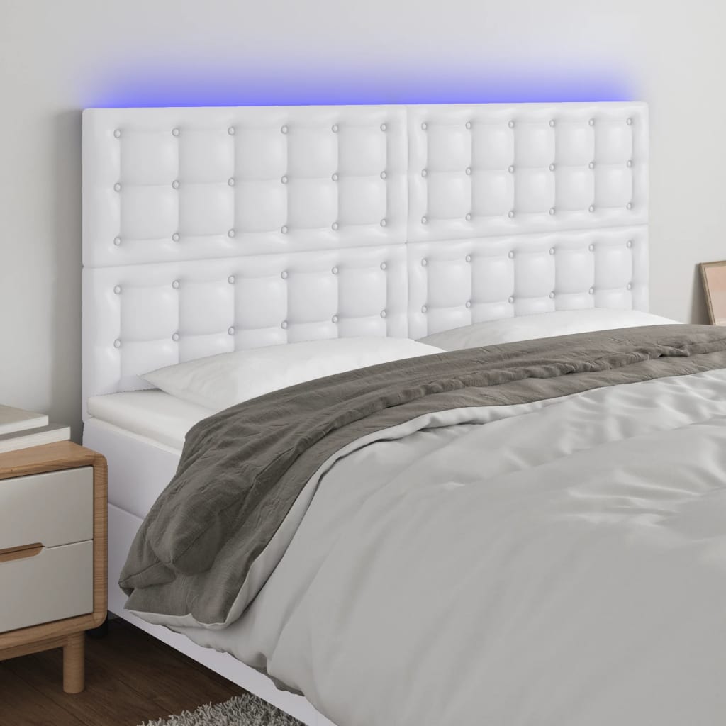 Tête de lit à LED Blanc 160x5x118/128 cm Similicuir - XIOS