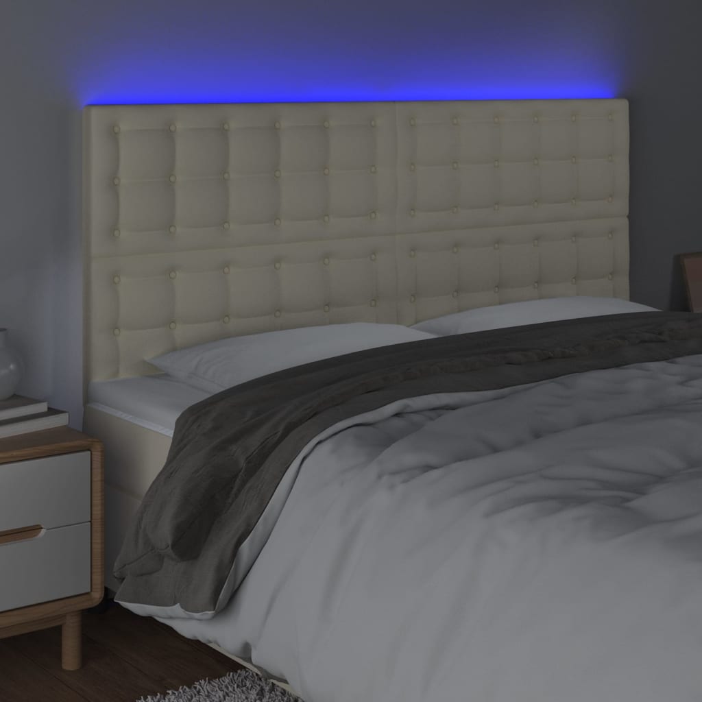 Tête de lit à LED Crème 160x5x118/128 cm Similicuir - XIOS