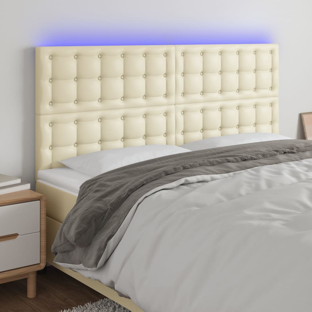 Tête de lit à LED Crème 160x5x118/128 cm Similicuir - XIOS