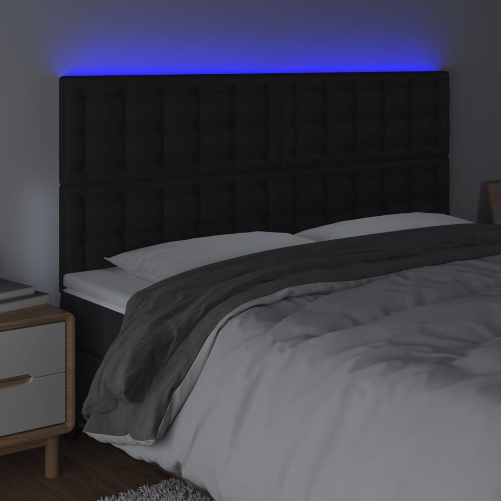 Tête de lit à LED Noir 180x5x118/128 cm Similicuir - XIOS