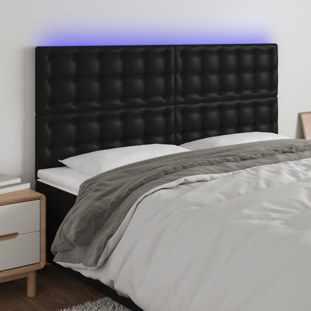 Tête de lit à LED Noir 180x5x118/128 cm Similicuir - XIOS