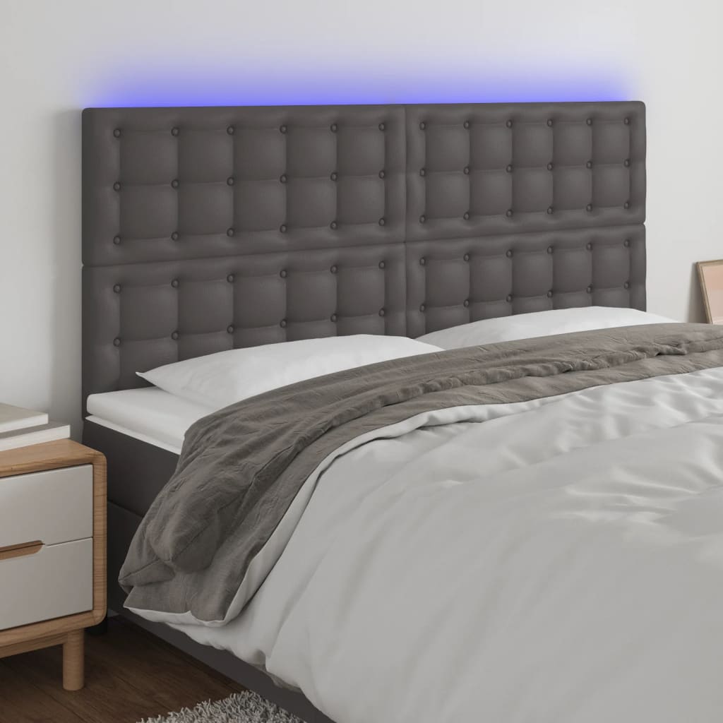 Tête de lit à LED Gris 180x5x118/128 cm Similicuir - XIOS