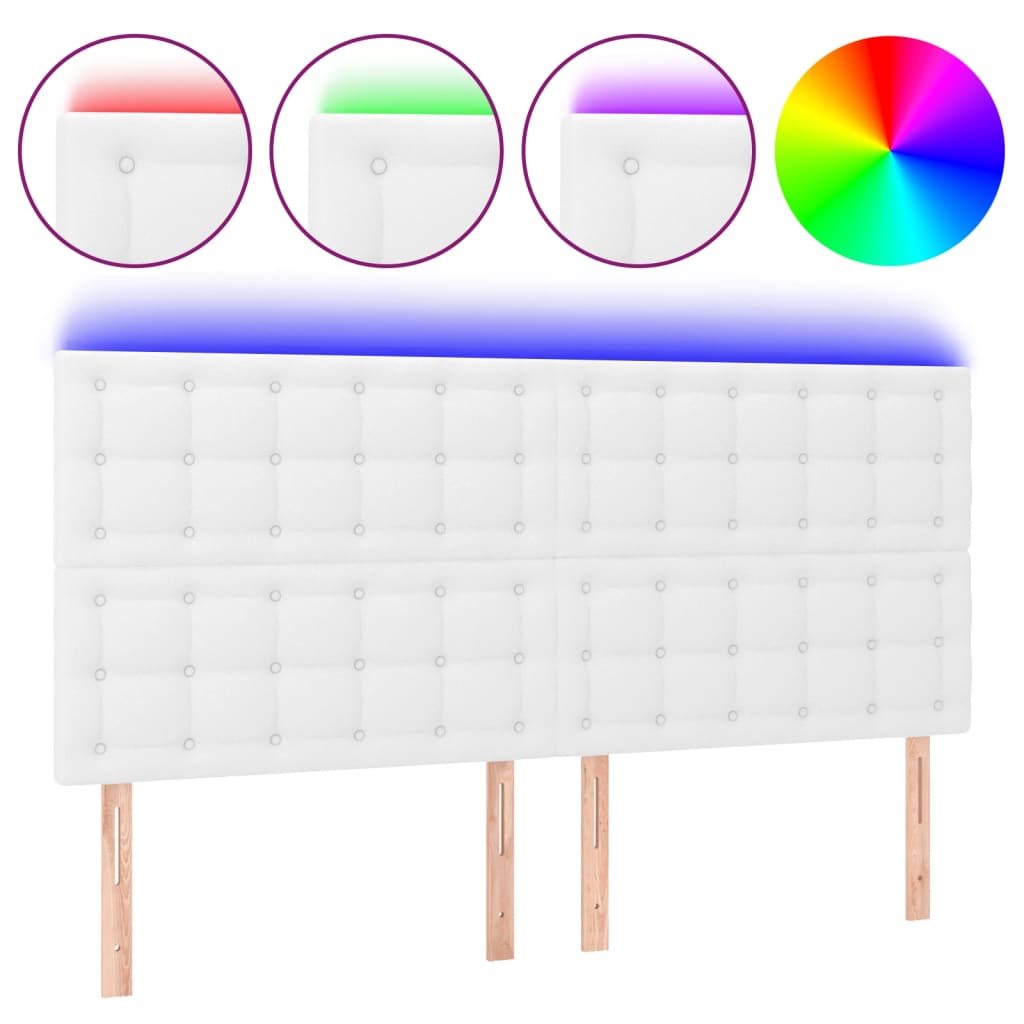 Tête de lit à LED Blanc 200x5x118/128 cm Similicuir - XIOS