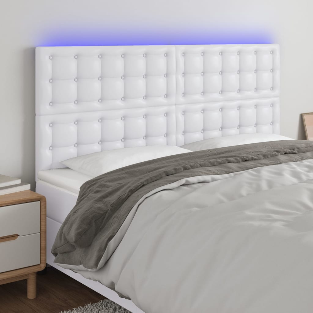 Tête de lit à LED Blanc 200x5x118/128 cm Similicuir - XIOS