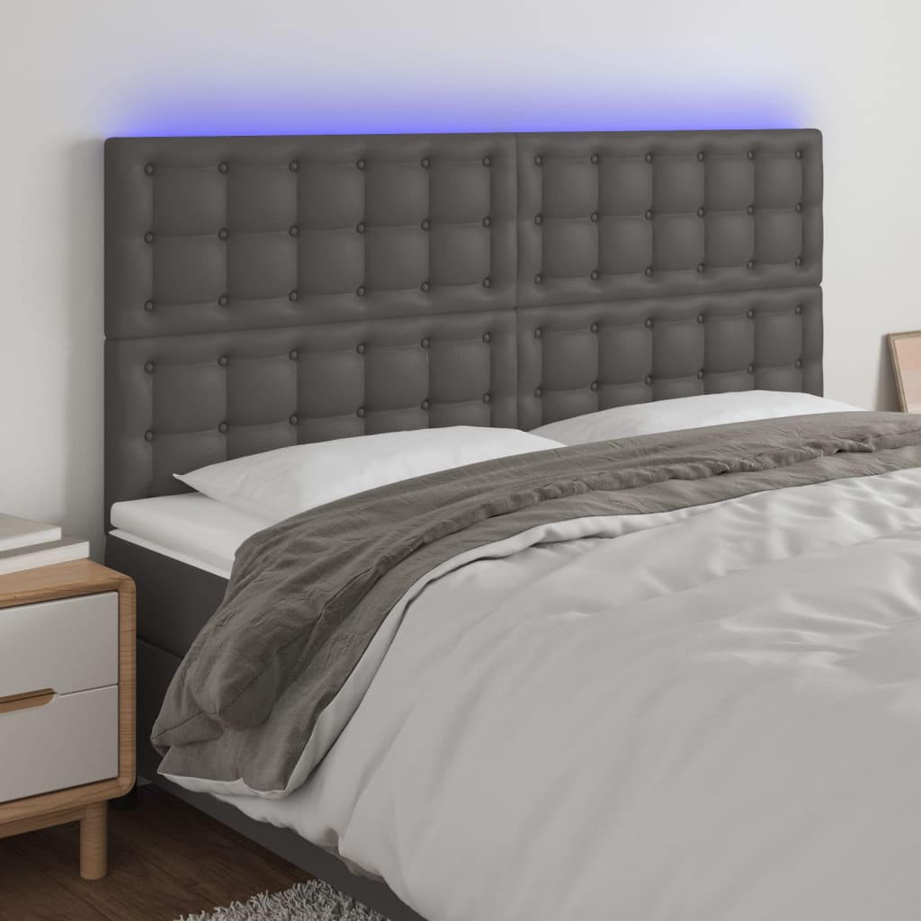 Tête de lit à LED Gris 200x5x118/128 cm Similicuir - XIOS