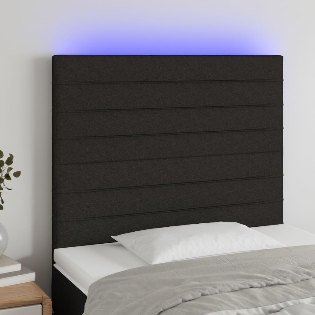 Tête de lit à LED Noir 80x5x118/128 cm Tissu - XIOS