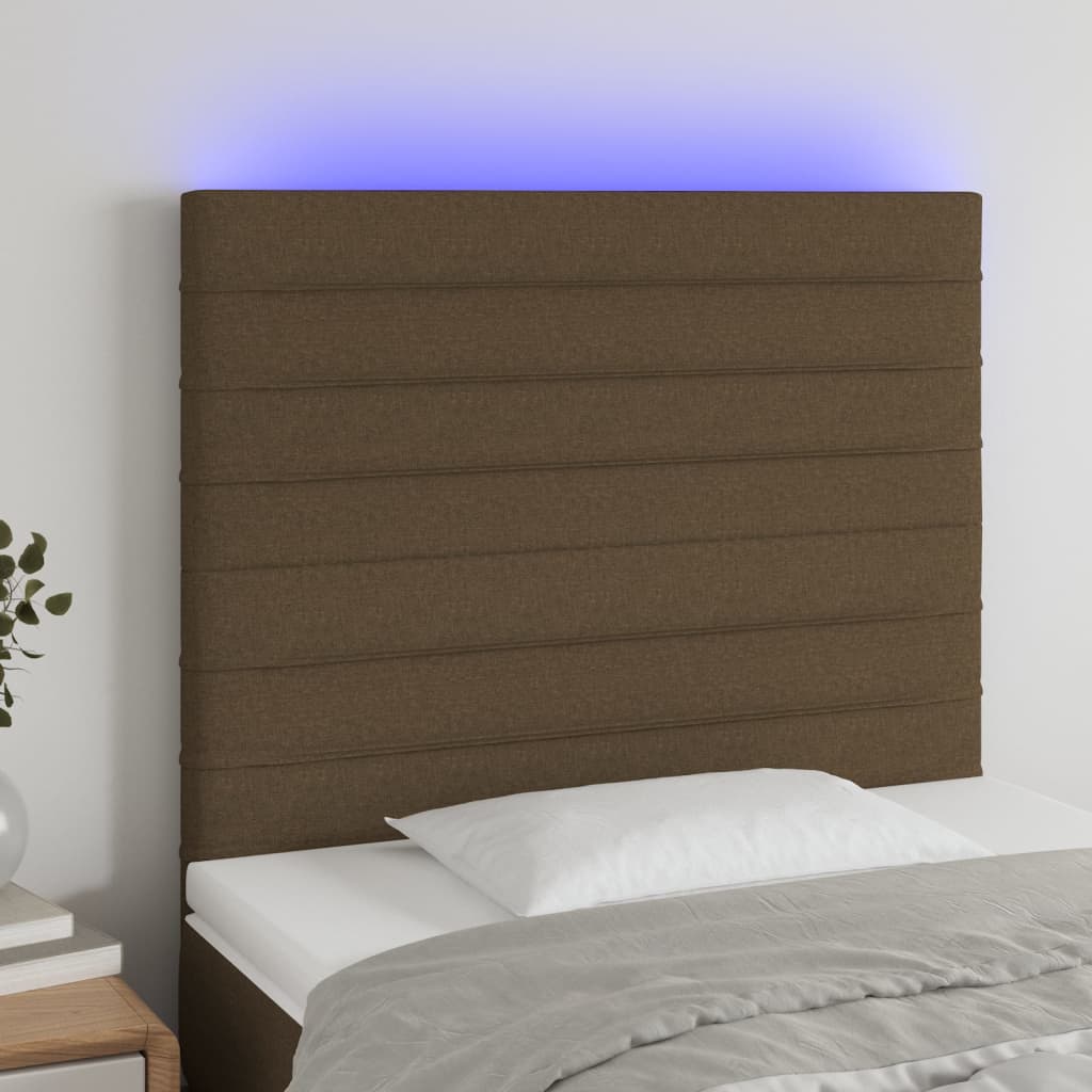 Tête de lit à LED Marron foncé 80x5x118/128 cm Tissu - XIOS