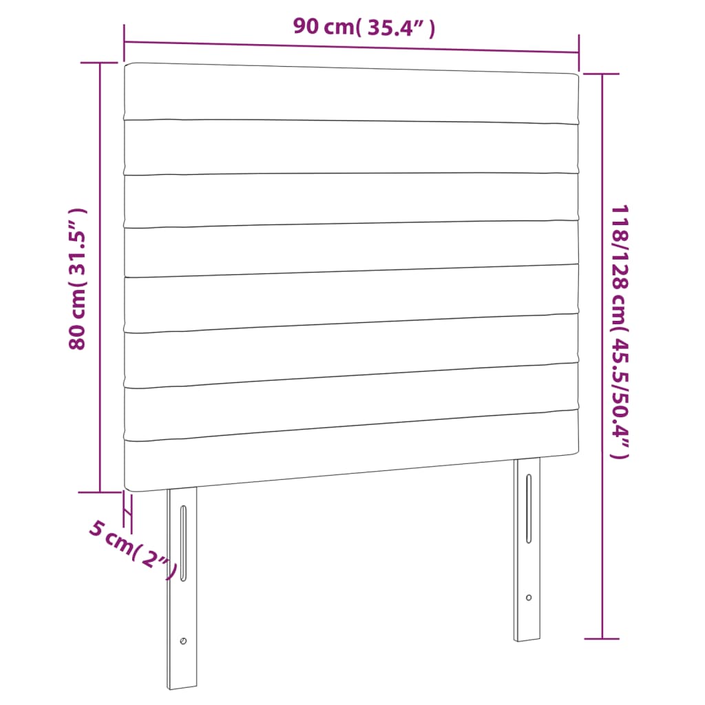 Tête de lit à LED Noir 90x5x118/128 cm Tissu - XIOS