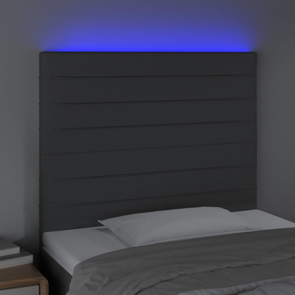 Tête de lit à LED Gris foncé 100x5x118/128 cm Tissu - XIOS