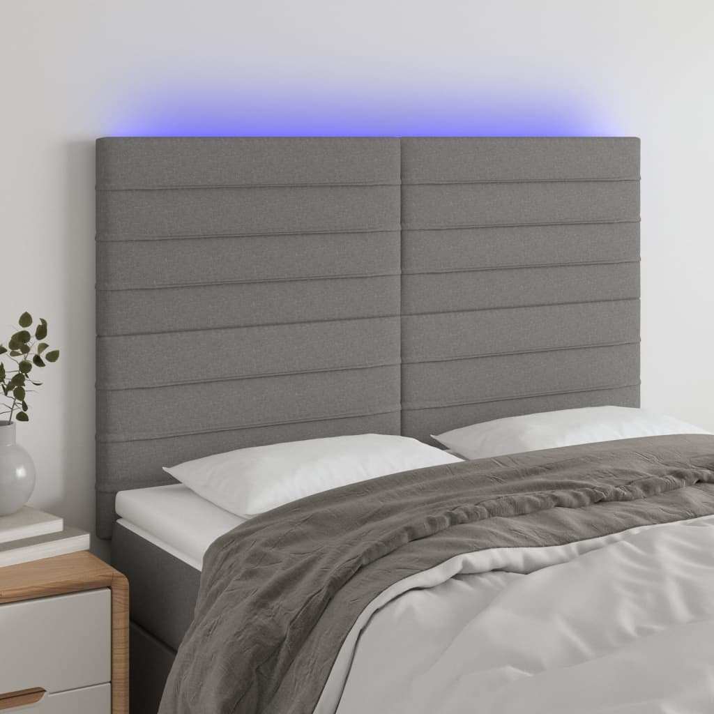 Tête de lit à LED Gris foncé 144x5x118/128 cm Tissu - XIOS