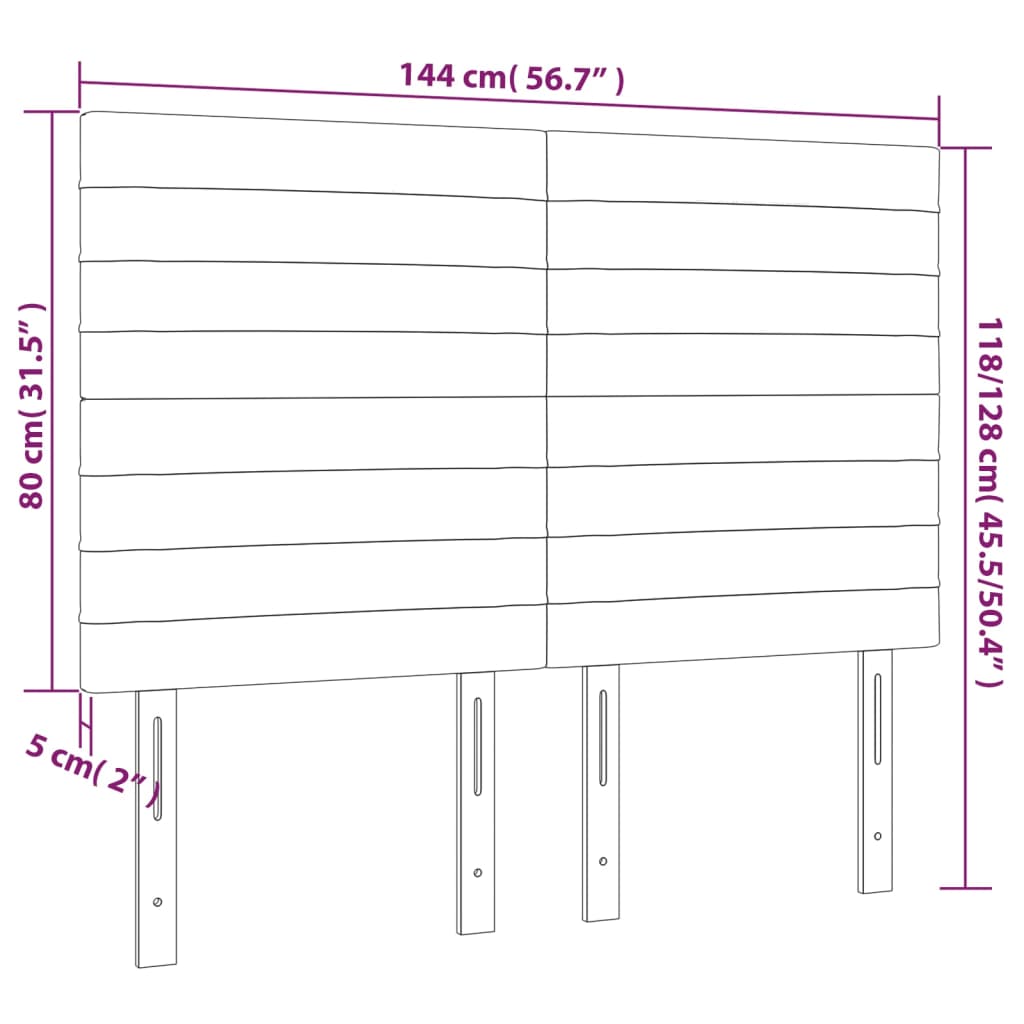 Tête de lit à LED Marron foncé 144x5x118/128 cm Tissu - XIOS