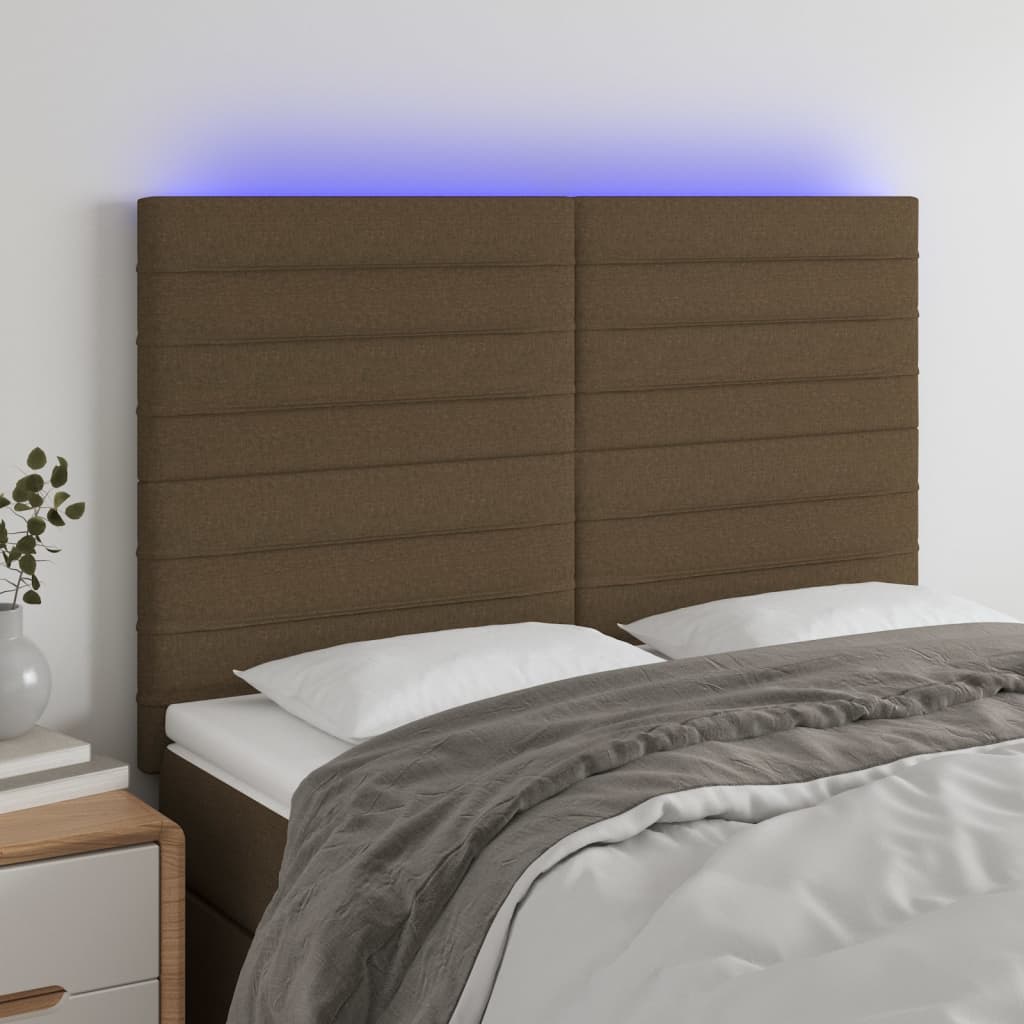 Tête de lit à LED Marron foncé 144x5x118/128 cm Tissu - XIOS
