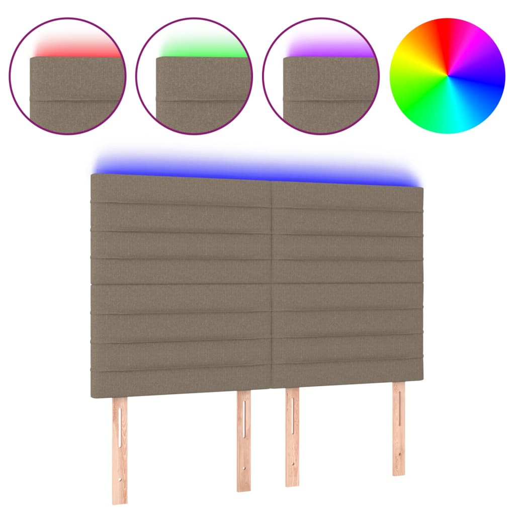 Tête de lit à LED Taupe 144x5x118/128 cm Tissu - XIOS