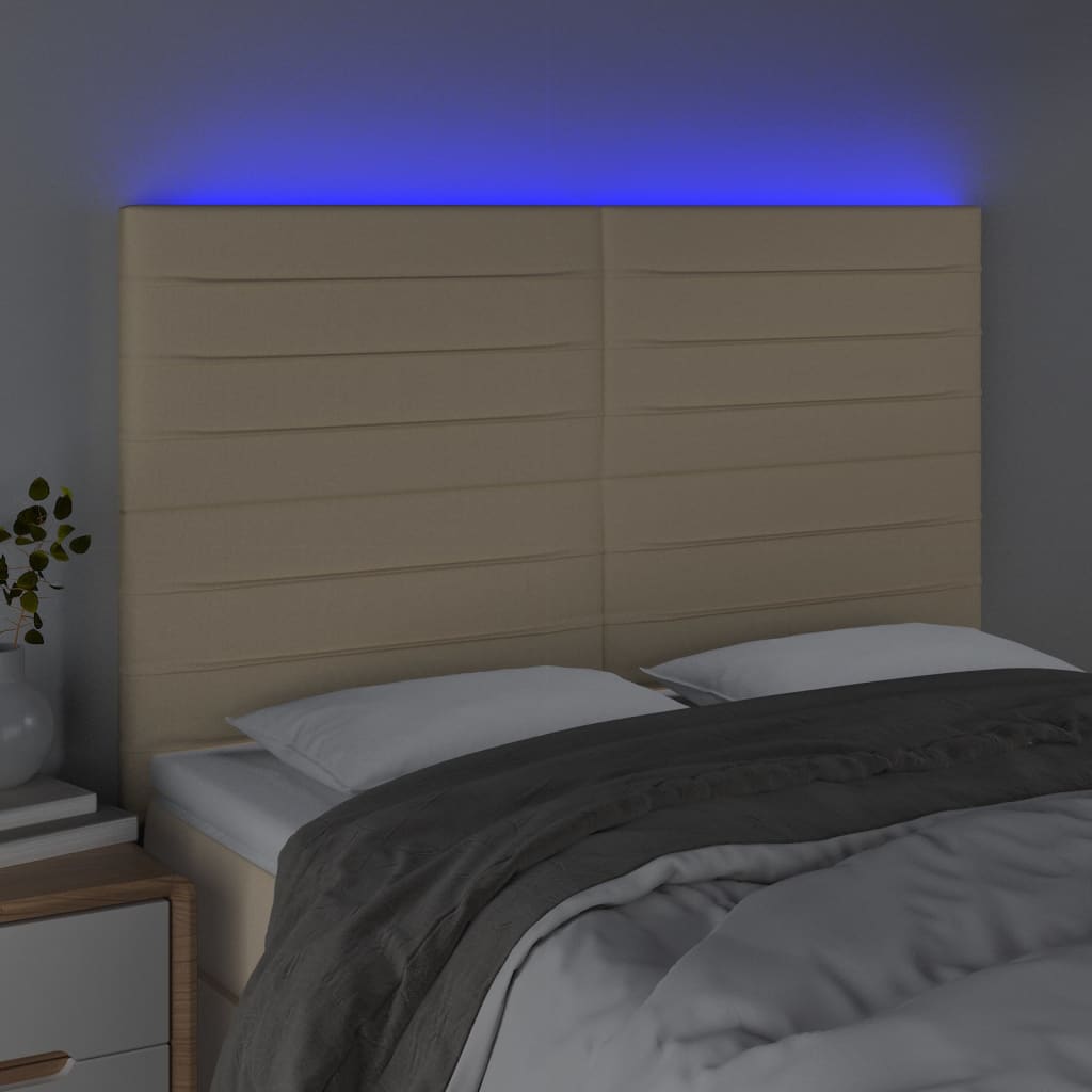 Tête de lit à LED Crème 144x5x118/128 cm Tissu - XIOS