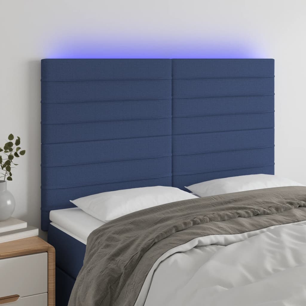 Tête de lit à LED Bleu 144x5x118/128 cm Tissu - XIOS