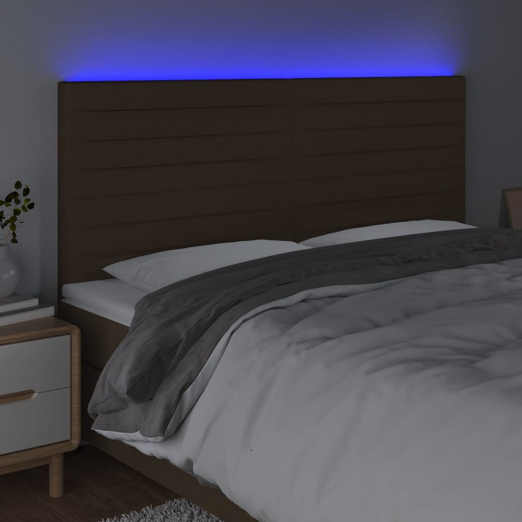 Tête de lit à LED Marron foncé 160x5x118/128 cm Tissu - XIOS