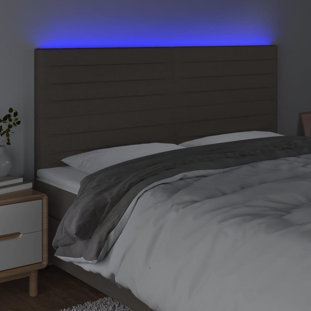 Tête de lit à LED Taupe 160x5x118/128 cm Tissu - XIOS