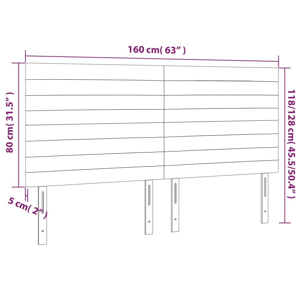 Tête de lit à LED Taupe 160x5x118/128 cm Tissu - XIOS