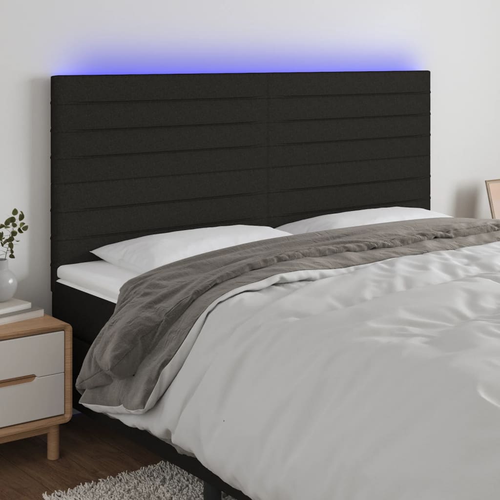 Tête de lit à LED Noir 180x5x118/128 cm Tissu - XIOS