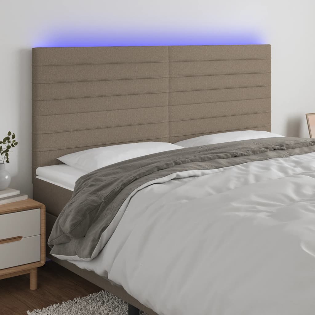 Tête de lit à LED Taupe 180x5x118/128 cm Tissu - XIOS