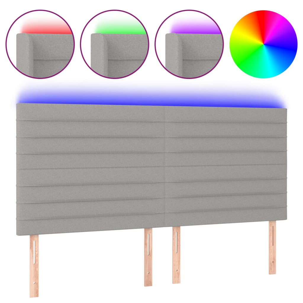 Tête de lit à LED Gris clair 200x5x118/128 cm Tissu - XIOS