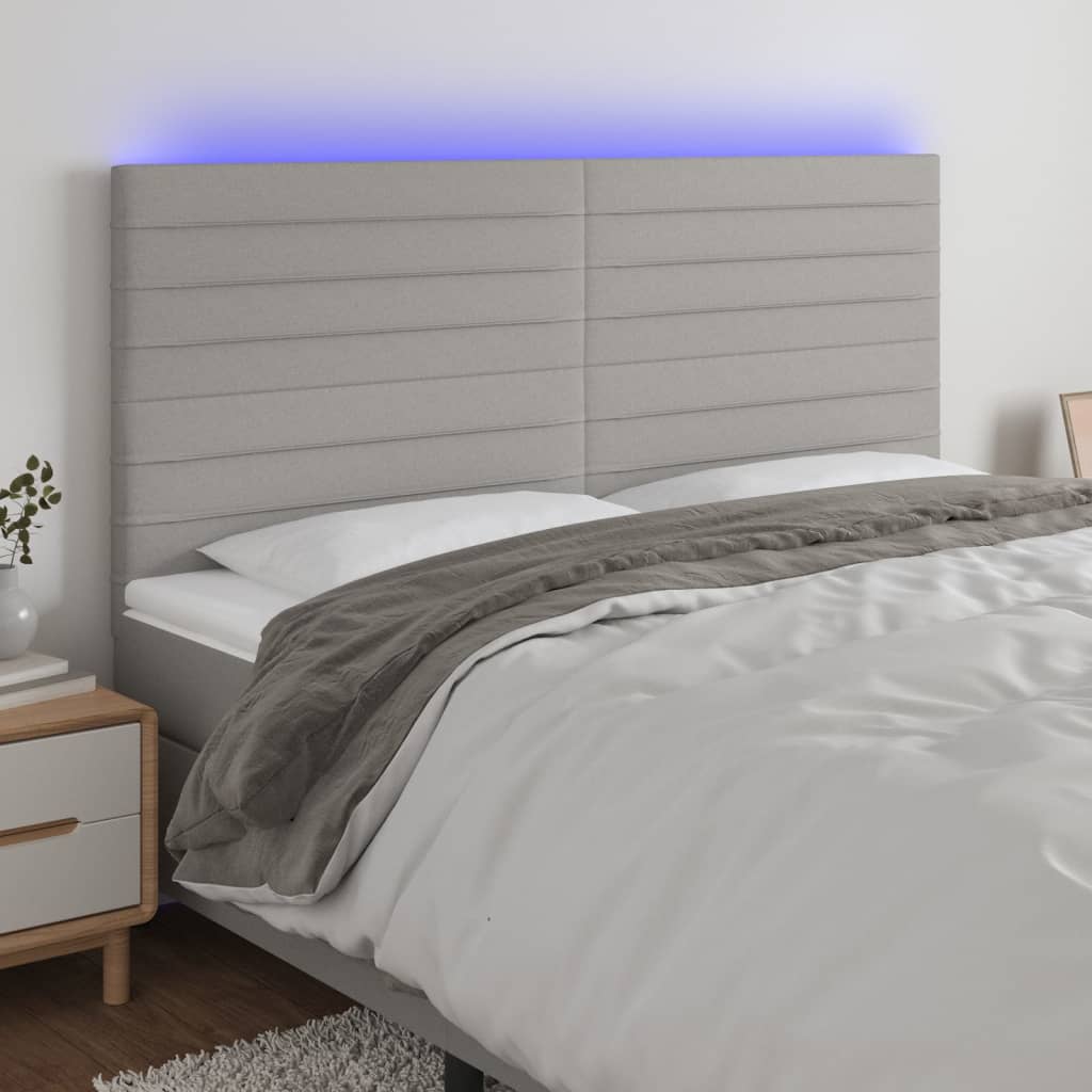 Tête de lit à LED Gris clair 200x5x118/128 cm Tissu - XIOS
