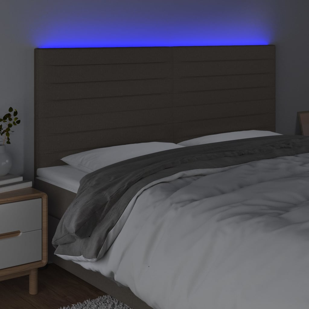 Tête de lit à LED Taupe 200x5x118/128 cm Tissu - XIOS