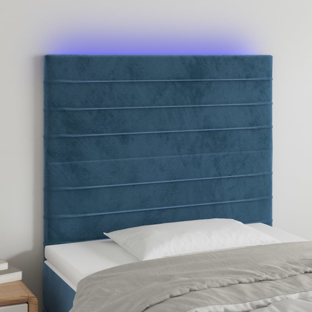 Tête de lit à LED Bleu foncé 80x5x118/128 cm Velours - XIOS