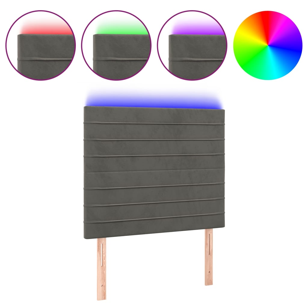 Tête de lit à LED Gris foncé 90x5x118/128 cm Velours - XIOS