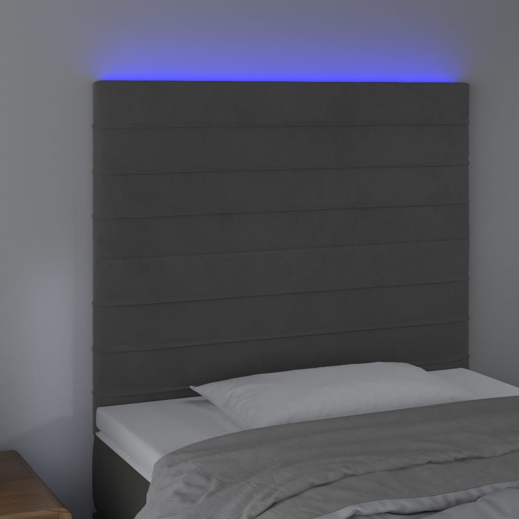Tête de lit à LED Gris foncé 90x5x118/128 cm Velours - XIOS