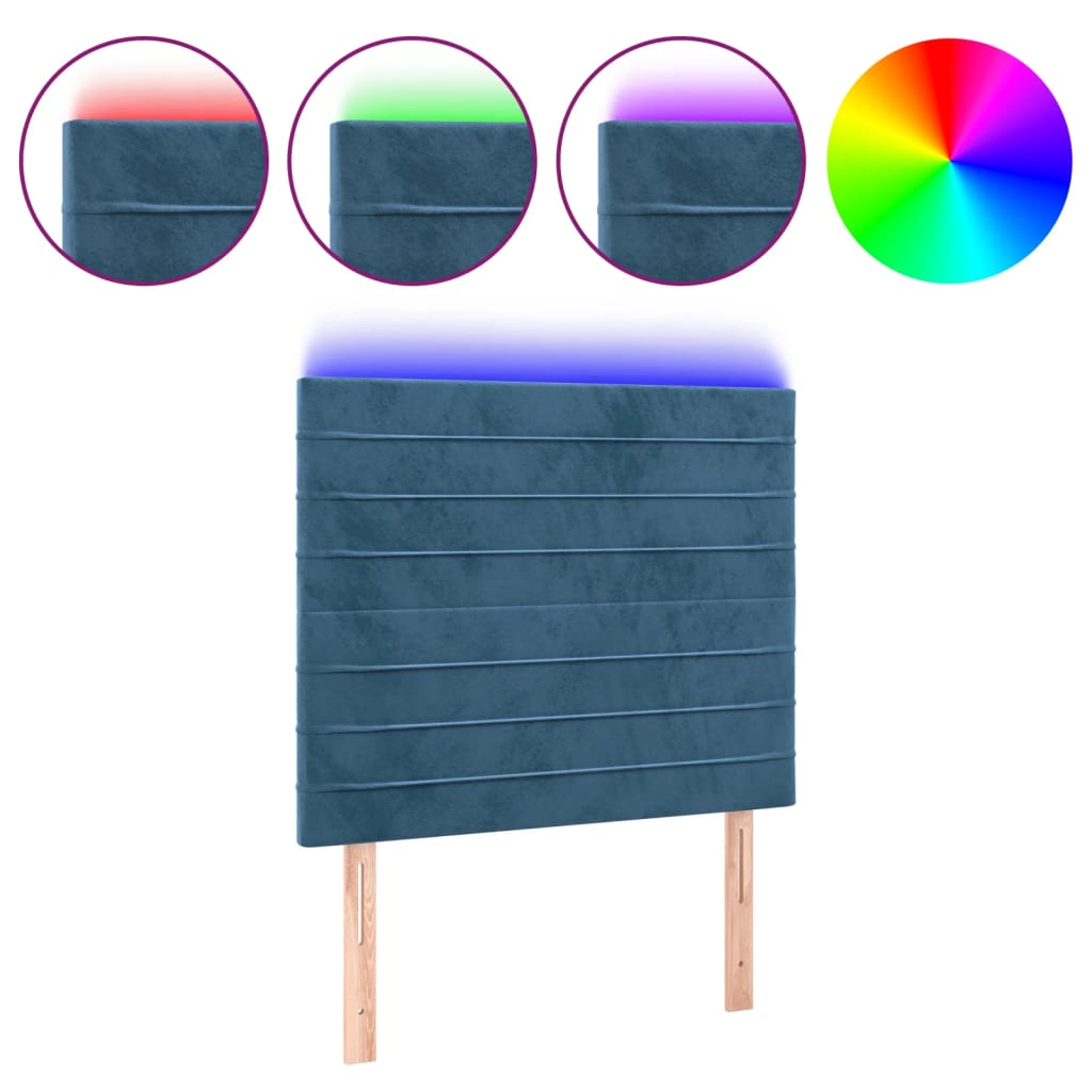 Tête de lit à LED Bleu foncé 90x5x118/128 cm Velours - XIOS