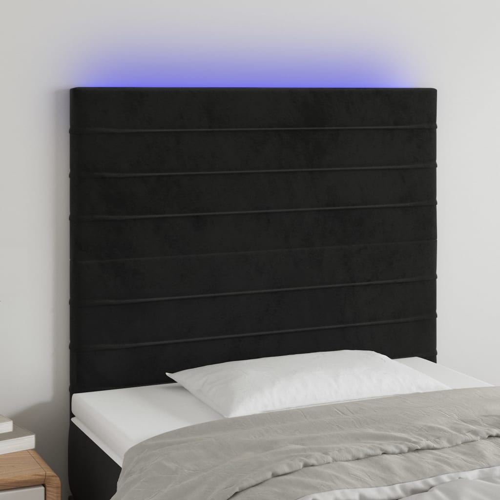 Tête de lit à LED Noir 100x5x118/128 cm Velours - XIOS