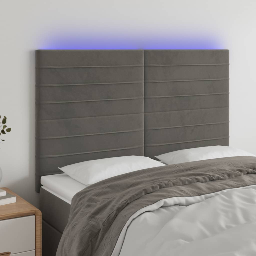 Tête de lit à LED Gris foncé 144x5x118/128 cm Velours - XIOS