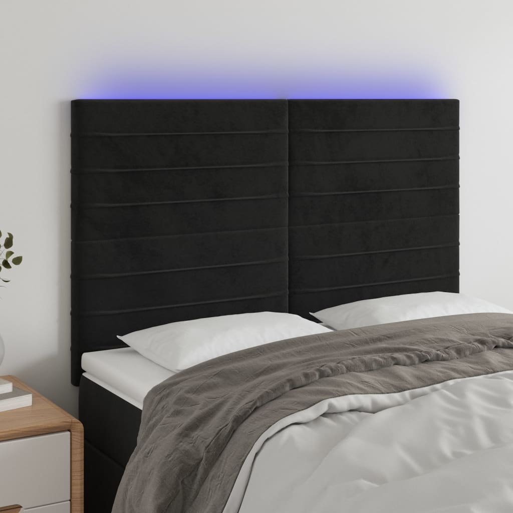 Tête de lit à LED Noir 144x5x118/128 cm Velours - XIOS