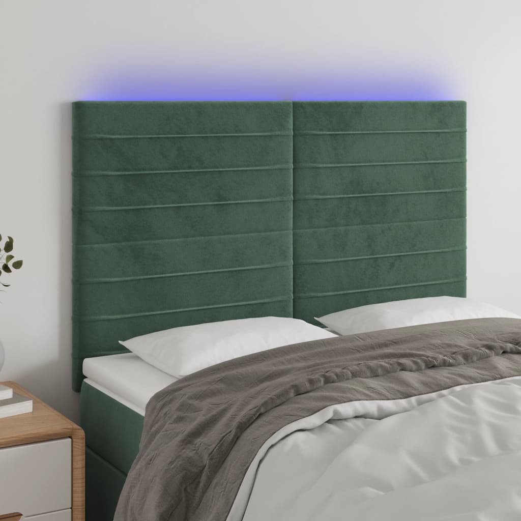 Tête de lit à LED Vert foncé 144x5x118/128 cm Velours - XIOS